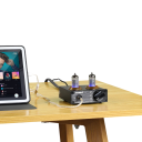 Gramofonový předzesilovač MM phono s elektronkami 6A2, 95×116×33 mm, RIAA korekce, 3,5mm AUX vstup, černý, pro vinylový gramofon 5