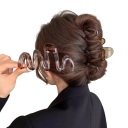 Grampo de cabelo ondulado para senhora 11 cm Spona transparente elegante design Wave Clipe de plástico rígido para prender rapidamente o penteado 5