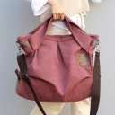 Gran bolso de mujer de poliéster Asa superior Correa larga con mosquetones Aplicaciones marrones Dimensiones 48 x 38 x 13 cm 6