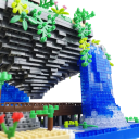 Gran micro construcción Taohuatan 18 x 18 x 22 cm Paisaje chino con luz LED Modelo creativo de lago Decoración cultural inspirada en un famoso monumento 5