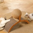 Gran poste rascador de madera para gatos con tablero arqueado y bola de sisal 55x23x40 cm Estación rascadora multifuncional Juego y entrenamiento 5