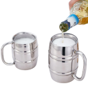 Gran taza de acero inoxidable con forma de barril y asa 500 ml 7.8 × 12.7 cm de acero inoxidable plateado para café té hogar oficina 6