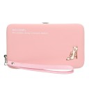 Grand portefeuille pour femmes en cuir PU avec cadre en métal et sangle de poignet Compartiment pour téléphone Fentes pour cartes Application 3