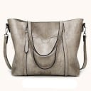 Grand sac à main pour femme en simili cuir 32 x 29 x 12 cm Deux longues poignées et bandoulière avec mousquetons 4