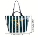 Grande bolsa de compras impermeável 52 x 33 cm Bolsa de PP listrada a tiracolo Bolsa de compras Bolsa ecológica dobrável com grande capacidade 2