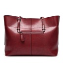 Grande bolsa de senhora tipo shopper em pele sintética brilhante Alças longas com fivelas Fecho com zip Bolso traseiro 38 x 13 x 27 cm 8