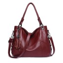 Grande borsa da donna a mano e a spalla 37 x 27 x 14 cm Con manico superiore e tracolla rimovibile Pompon decorativo e cuciture 4