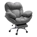 Grande cadeira macia com rodas e apoio de pés retrátil Altura ajustável e rotativa 100–110 x 80 cm Tecido e espuma Para escritório 3