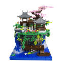 Grande micro construção Taohuatan 18 x 18 x 22 cm Paisagem chinesa com luz LED Modelo criativo de lago Decoração cultural inspirada em monumento 3