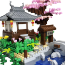 Grande micro maquette Taohuatan 18 x 18 x 22 cm Paysage chinois avec lumière LED Modèle créatif de lac Décoration culturelle inspirée d'un monument 9