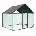 Grande pollaio da esterno con rete in nylon e telo di copertura, 300 x 207 x 276 cm, struttura in ferro, verde scuro, voliera per pollame 1