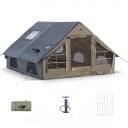 Grande tenda da campeggio gonfiabile a forma di casetta 400 x 210 x 300 cm con pompa e borsa per il trasporto Verde per campeggio e gite nella natura 2