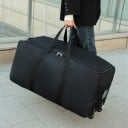 Grande valise noire à roulettes Pour les vacances et les longs voyages Deux poignées et fenêtre pour étiquette Oxford et polyester 79 x 40 x 39 cm 4