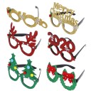 Grappige kerstfeestbril met glinsterende decoratie Accessoire voor kerstfeest en oudejaarsviering Plastic monturen Universele maat 8