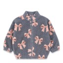 Graue Kinderwinterjacke mit Schleifenmotiv Plüschjacke aus Baumwolle-Polyester mit Reißverschluss und hohem Kragen Warmer bequemer Wintermantel 1