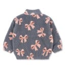 Graue Kinderwinterjacke mit Schleifenmotiv Plüschjacke aus Baumwolle-Polyester mit Reißverschluss und hohem Kragen Warmer bequemer 2