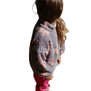 Graue Kinderwinterjacke mit Schleifenmotiv Plüschjacke aus Baumwolle-Polyester mit Reißverschluss und hohem Kragen Warmer bequemer 3