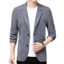 Graues Herrenjackett aus Baumwolle und Leinen Elegantes atmungsaktives Jackett für Männer mit Taschen und Knöpfen Stilvolles einfarbiges Jackett für den Alltag und formelle Anlässe 1