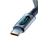 Γρήγορος φορτιστής καλωδίου 120W USB A σε USB C 2 μ nylonικό καλώδιο με LED οθόνη 6A καλώδιο δεδομένων 480 Mbps εμφάνιση τάσης και ρεύματος 5