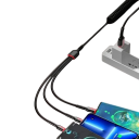 Γρήγορος USB καλώδιο 3 σε 1 66W 6A 1.8 m ελαστικό καλώδιο δεδομένων USB A σε USB C + Micro USB + Lightning iPhone ανθεκτικό γρήγορη φόρτιση 2