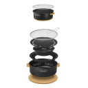 Grelhador portátil a carvão em aço inoxidável Grelhador de camping dobrável Grelhador de mesa para jardim piquenique viagem Exterior Preto 3