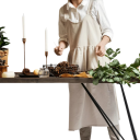 Grembiule in cotone e lino per donne con tasche 115x60 cm Grembiule carino con schiena incrociata per cucinare, cuocere, dipingere, giardinaggio 4