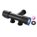 Grifo Doble de Acero Inoxidable 12 x 6,8 cm Grifo Simple para Agua Fría con 1 Entrada y 2 Salidas Válvula para Baño y WC Grifo de Acero Resistente 6