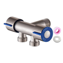 Grifo Doble de Acero Inoxidable 12 x 6,8 cm Grifo Simple para Agua Fría con 1 Entrada y 2 Salidas Válvula para Baño y WC Grifo de Acero Resistente 7