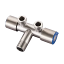 Grifo Doble de Acero Inoxidable 12 x 6,8 cm Grifo Simple para Agua Fría con 1 Entrada y 2 Salidas Válvula para Baño y WC Grifo de Acero Resistente 3