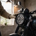 Griglia di protezione per faro Pro Triumph Street Twin 900 e Scrambler 900 Copertura rotonda del faro Nero Stile vintage Per moto 2