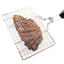 Griglia in acciaio inox con manico 32 cm Griglia rettangolare 34 x 22,5 cm Griglia rotante per carne pesce verdura Grigliate all'aperto 3