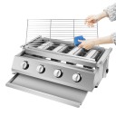 Gril à gaz avec 4 brûleurs sur GPL hauteur réglable grille amovible 58 x 40 x 20 cm acier inoxydable argenté pour le camping et le pique-nique 3