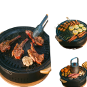 Gril portable à charbon de bois en acier inoxydable Gril BBQ pliable de camping Gril de table pour jardin pique-nique voyage extérieur Noir 4