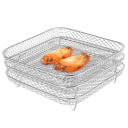 Grillkosár 20,9 x 20,6 x 4 cm Rozsdamentes acél Négyzetes BBQ kosár zöldség, hús és hal grillezéséhez Hordozható grillező kiegészítő 2