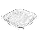 Grillkosár 20,9 x 20,6 x 4 cm Rozsdamentes acél Négyzetes BBQ kosár zöldség, hús és hal grillezéséhez Hordozható grillező kiegészítő 3