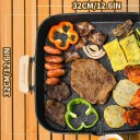 Grillpan voor BBQ 38 x 32 x 2,6 cm Antiaanbaklaag en vetafvoer Aluminiumlegering Zwart met houten handgrepen Voor kamperen en picknick 2