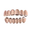 Grillz de hip hop dourados conjunto superior e inferior com acabamento brilhante Personalização em silicone Joias dentárias para homens e mulheres Acessório de fantasia 2