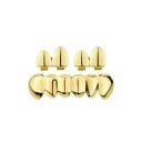 Grillz dental brillante de 38 x 11 mm y 15 x 10 mm, accesorio de hip hop, color dorado y plateado, dientes superiores e inferiores 1