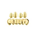 Grillz dentários brilhantes 38x11 mm e 15x10 mm Acessório Hip Hop Cor Dourada Prateada Dentes superiores e inferiores Para homens mulheres 1
