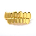 Grillz hip-hop dorés ensemble supérieur et inférieur avec finition brillante Ajustement en silicone Bijoux dentaires pour hommes et femmes 4