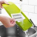Grön grönsaksskärare med 3 blad i rostfritt stål, manuell mandolinskärare för frukt, sallader och matlagning 5