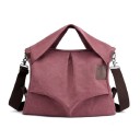 Große Damenhandtasche aus Polyester Oberer Griff Langer Trageriemen mit Karabinern Braune Applikationen Maße 48 x 38 x 13 cm 5