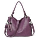 Große Damenhandtasche für die Hand und über die Schulter 37 x 27 x 14 cm Mit oberem Griff und abnehmbarem Riemen Dekorativer Quasten 2