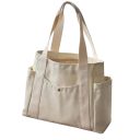 Grote canvas schoudertas met zakken Stijlvolle winkel- en werktas Voor laptops tot 15,6&#39;&#39; Canvas schoudertas 12