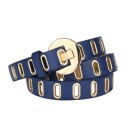 Grunge Punk damesriem van PU leer, breedte 2,3 cm met metalen gesp 4 cm. Stijlvolle dunne riem. Modeaccessoire voor jurken, broeken, rokken. 3