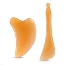 Gua sha destička és masszázs pálca készlet gyantából 9,5 x 5,5 cm és 12 x 3,3 cm Kézi kaparók Borostyán Az arcbőr és a test masszázsához 1