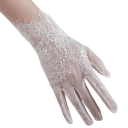 Guantes cortos de encaje para mujer de nylon blanco transpirables elegantes guantes para eventos sociales y uso formal 2