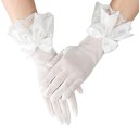 Guantes cortos de mujer con dedos, lazo y encaje 28.5x8.5 cm, guantes blancos transpirables para ocasiones festivas 5
