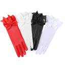 Guantes cortos de mujer con dedos, lazo y encaje 28.5x8.5 cm, guantes blancos transpirables para ocasiones festivas 2