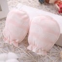 Guantes de algodón para bebés de 0 a 6 meses Guantes suaves de 100% algodón con mancha elástica y estampado Tamaño 10 x 8 cm 4